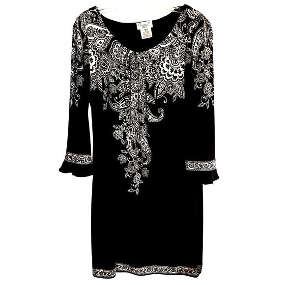 Maggy L 10 Women's Black Long Bell Sleeve Maxi BOHO Dress Miss Size Medium M - Picture 2 of 6